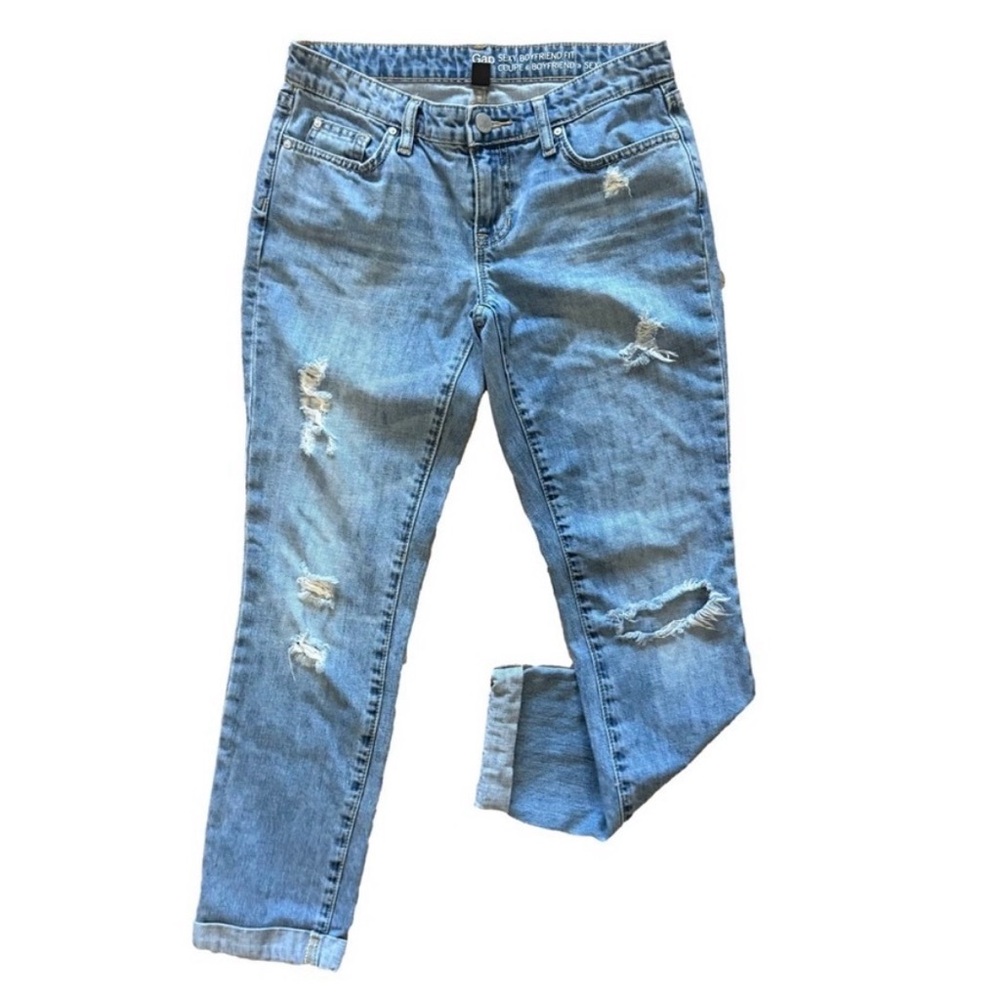 GAP 1969 👖 Sexy Boyfriend Distressed Ankle Jeans Size 0/25 Low Rise